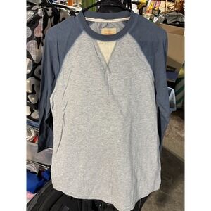 True Grit Shirt Mens M Gray Long Sleeve Raglan Colorblock Stretch Crewneck Tee 2